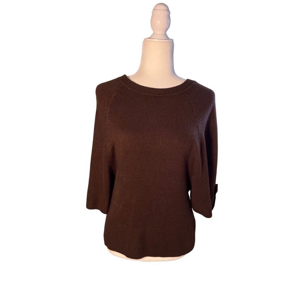 Debbie Morgan scoop neck chocolate brown 1/2 Dolan sleeve sweater - S